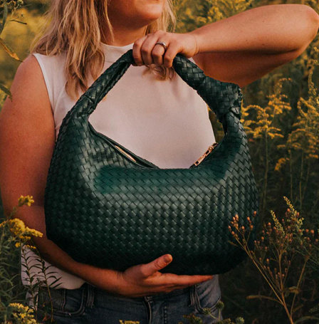 Brigitte Green Large Recycled Vegan Shoulder Bag